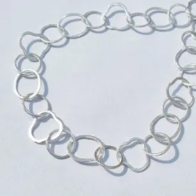 1 Meter Big large Silver Chain for Necklace Bracelet, Size approx Heat shape 19mm and cercle round approx 16mm