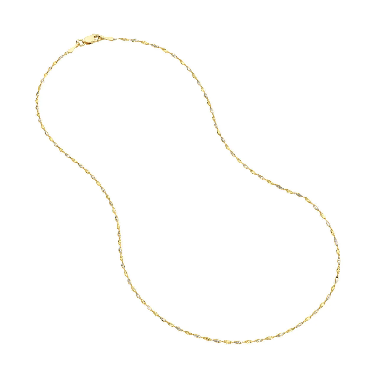 14K Yellow Gold 1.35mm Two-Tone Dorica Chain Necklace with Lobster Lock