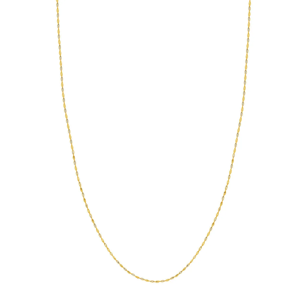 14K Yellow Gold 1.35mm Two-Tone Dorica Chain Necklace with Lobster Lock