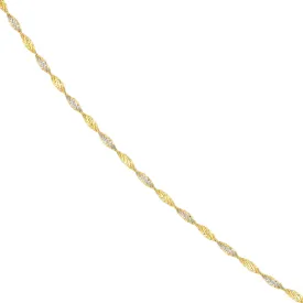 14K Yellow Gold 1.35mm Two-Tone Dorica Chain Necklace with Lobster Lock