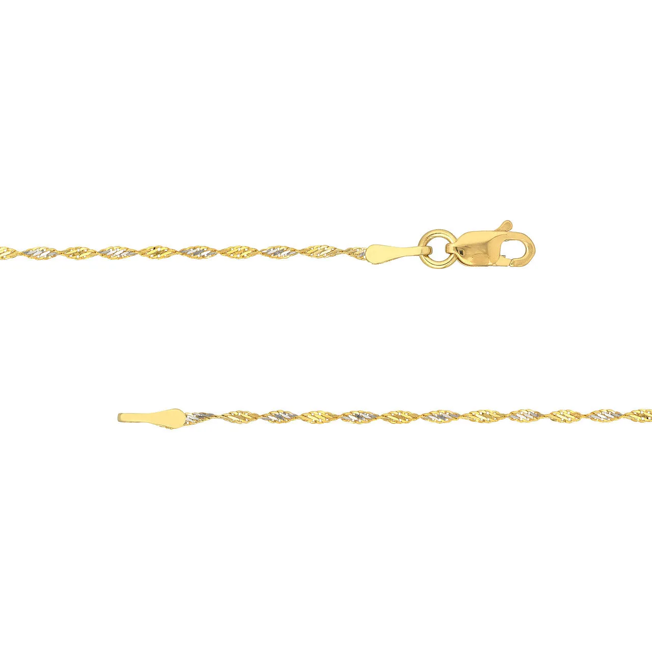 14K Yellow Gold 1.35mm Two-Tone Dorica Chain Necklace with Lobster Lock