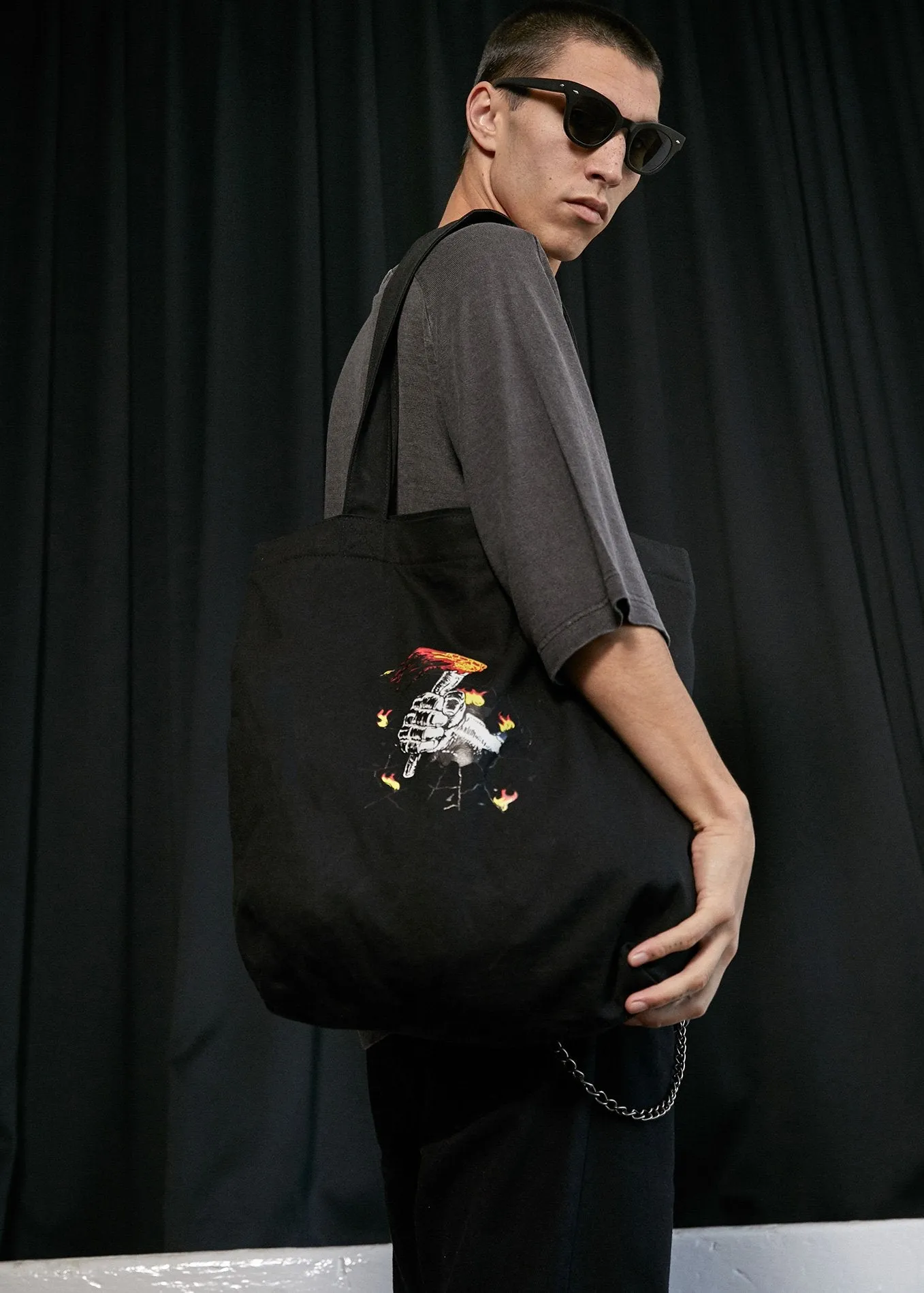 Afends Unisex Trial By Fire - Tote Bag - Stone Black