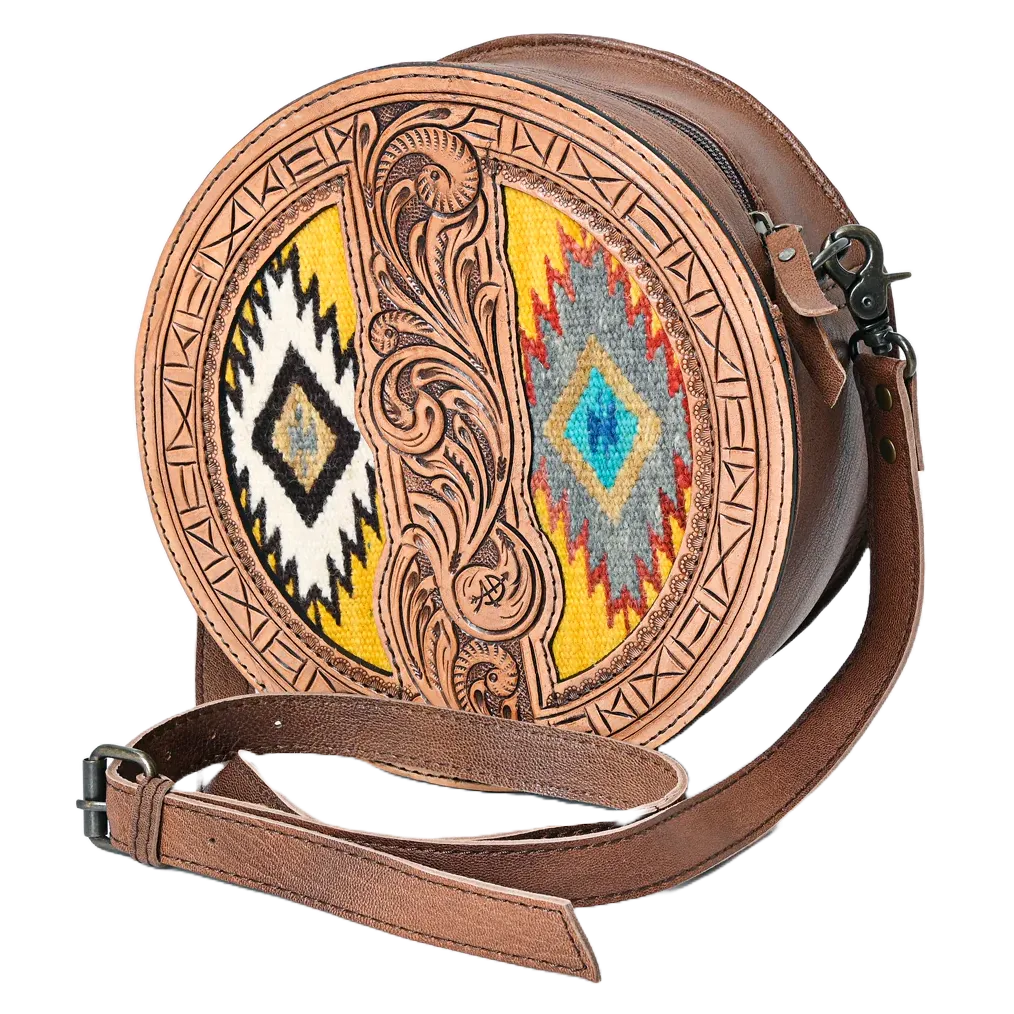 American Darling Ladies Handtooled Circular Saddle Blanket Crossbody Bag ADBG839B