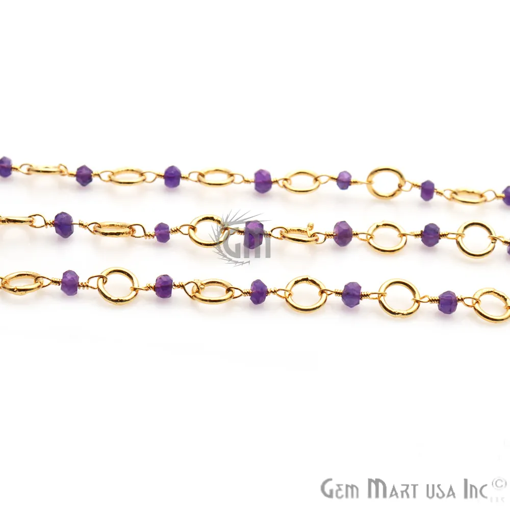 Amethyst Beads Gold Plated Finding Rosary Chain