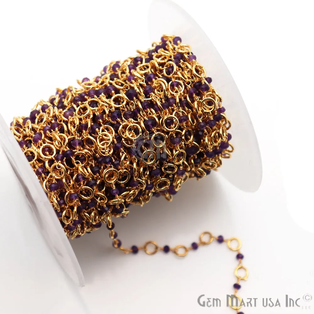 Amethyst Beads Gold Plated Finding Rosary Chain