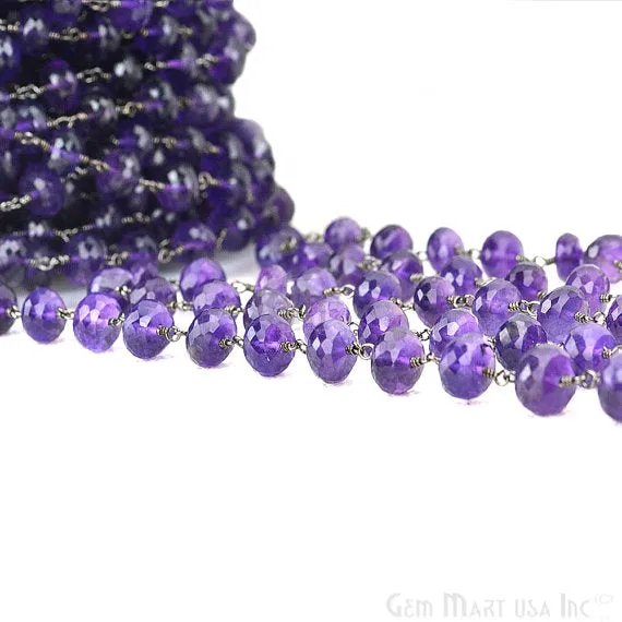 Amethyst Oxidized Wire Wrapped Beads Rosary Chains