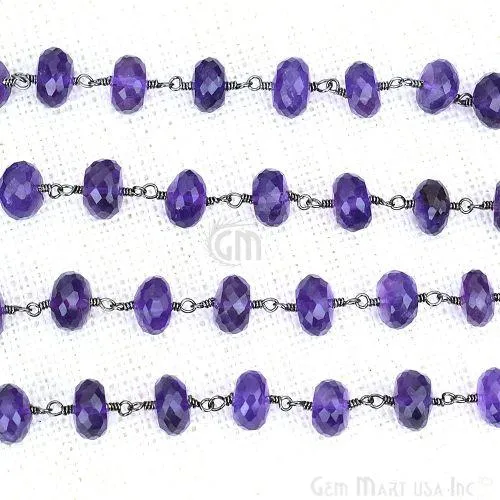 Amethyst Oxidized Wire Wrapped Beads Rosary Chains