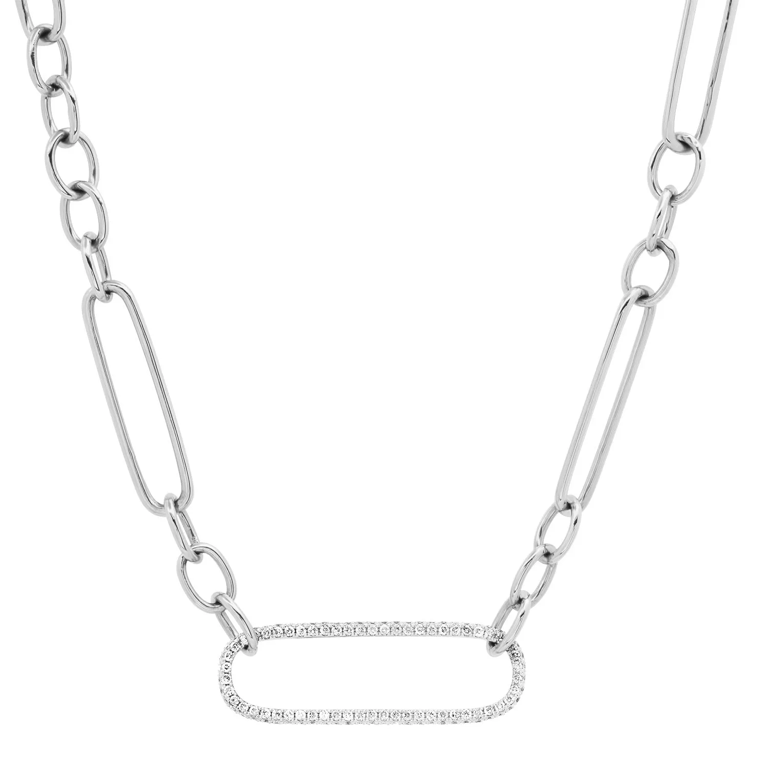 Asymmetrical Chain Necklace with Jumbo Diamond Link