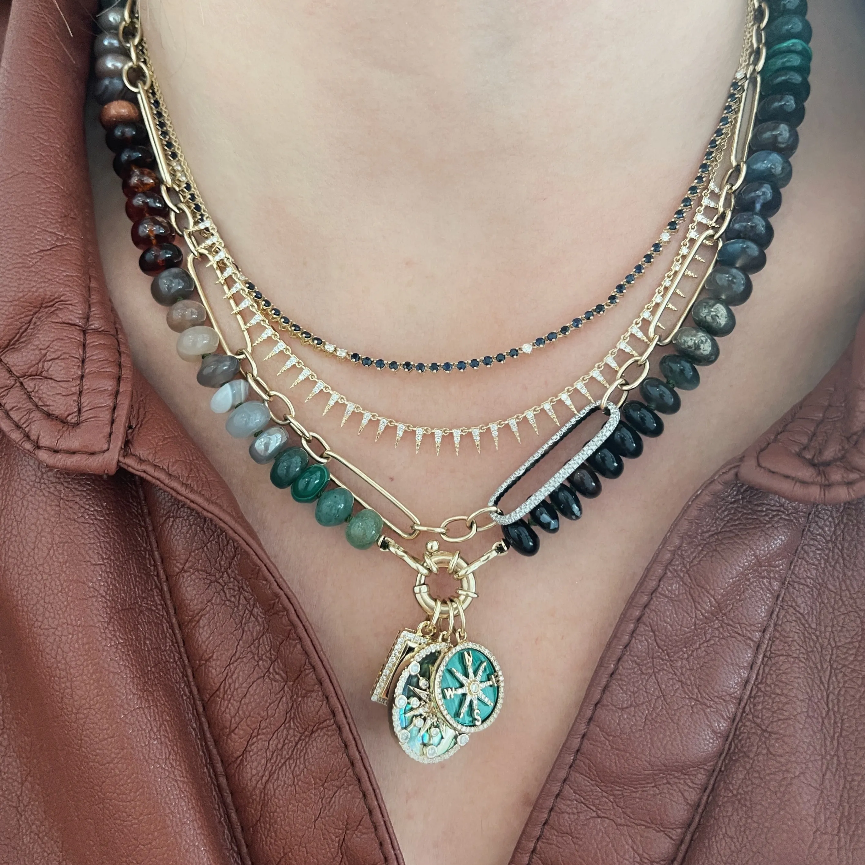 Asymmetrical Chain Necklace with Jumbo Diamond Link