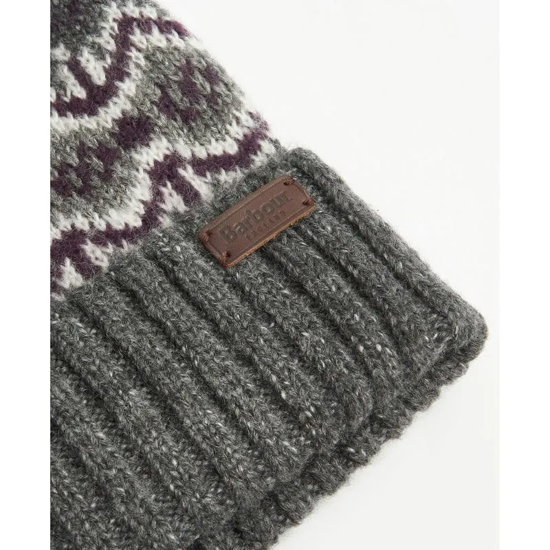 Barbour Case Fairisle Mens Beanie - Black Slate Tartan