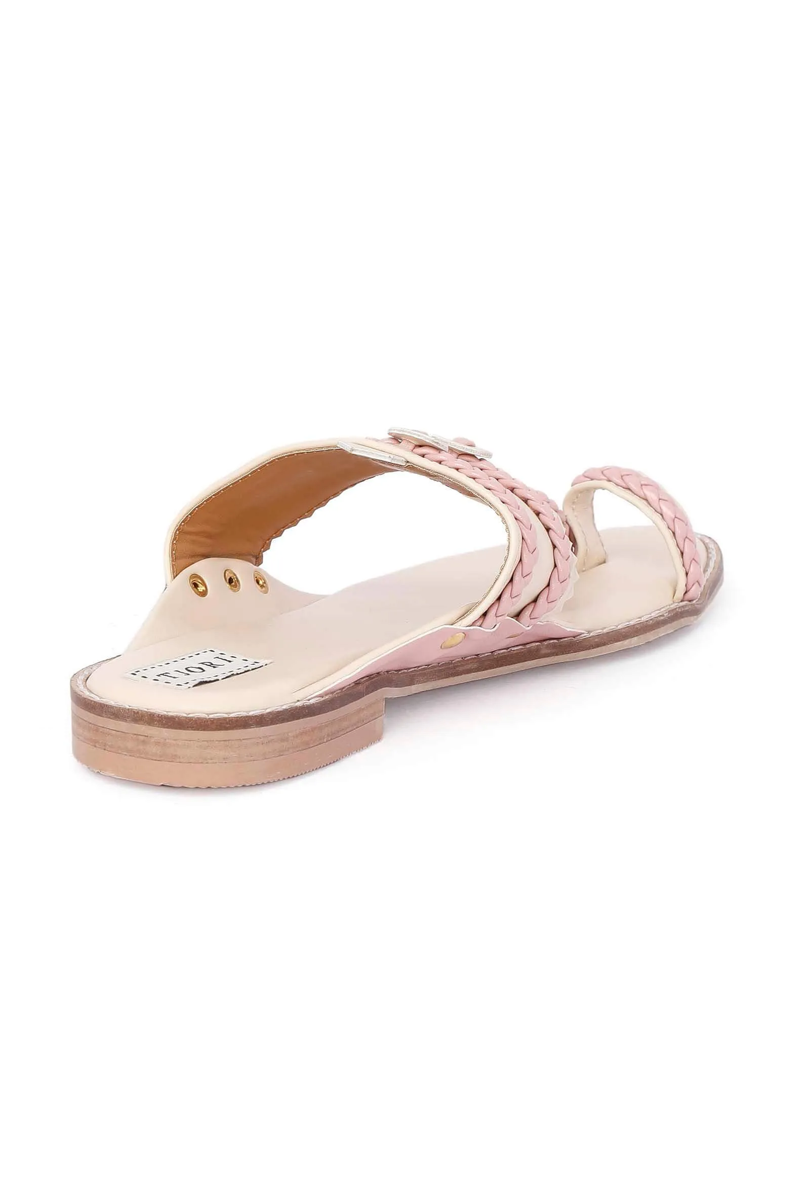 Beige And Pink Cruelty-Free Leather Sandals