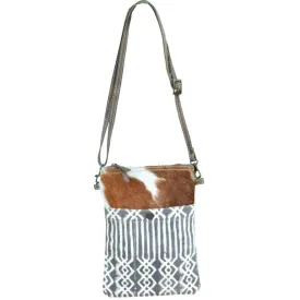 Blue Stripe Cowhide Crossbody Bag