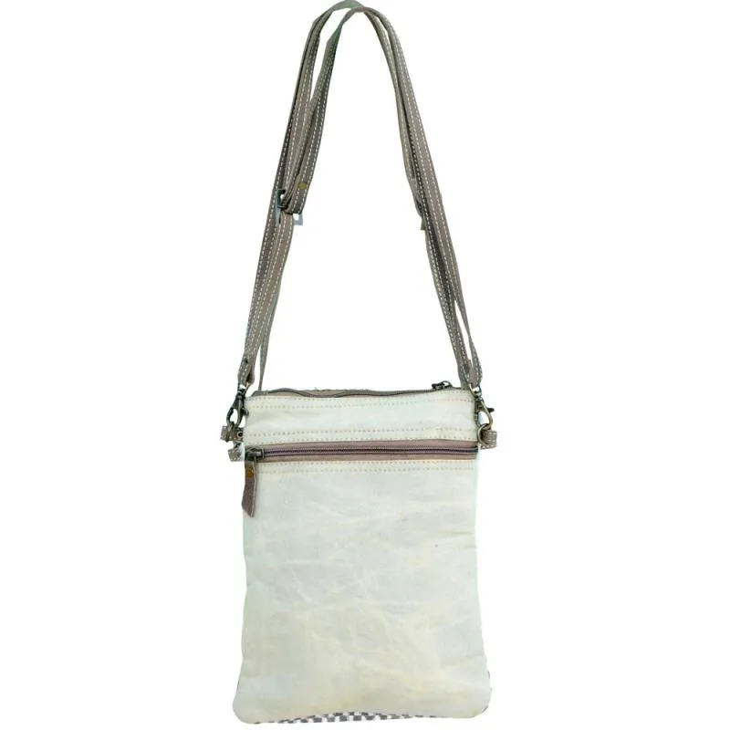 Blue Stripe Cowhide Crossbody Bag