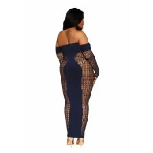 Bodystocking Gown W/ Opaque Front & Back Denim