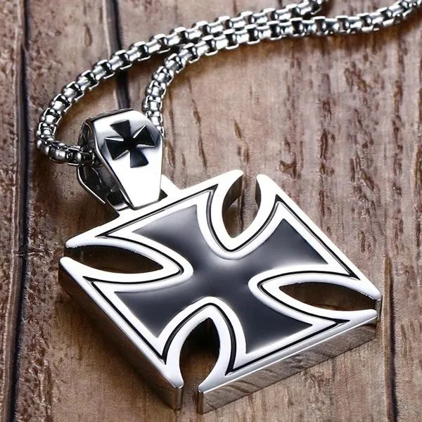 Classy Men Iron Cross Pendant Necklace