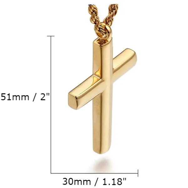 Classy Men Rounded Gold Cross Pendant Necklace