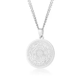 Classy Men Silver Coin Pendant Necklace