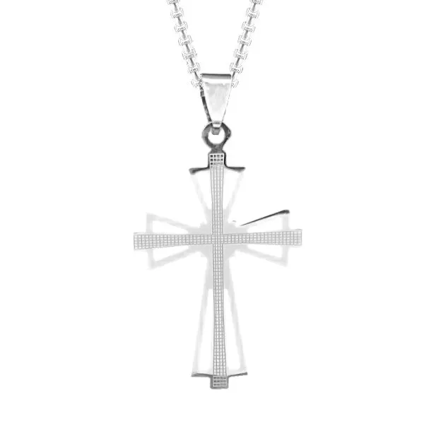 Classy Men Silver Designer Templar Cross Pendant Necklace