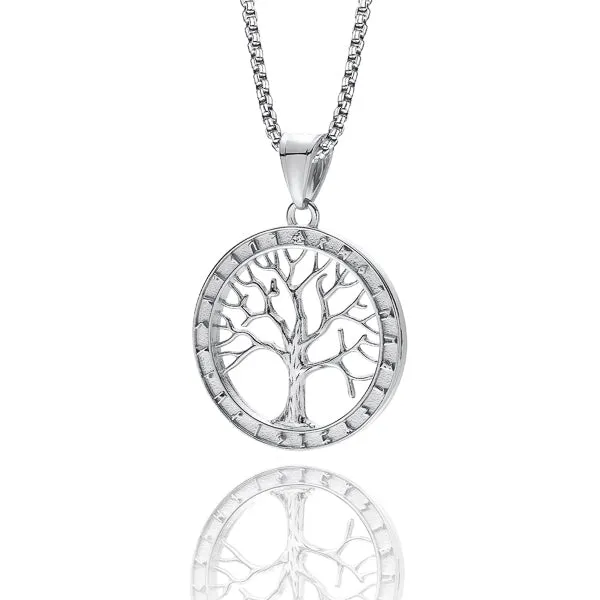 Classy Men Silver Tree Of Life Pendant Necklace