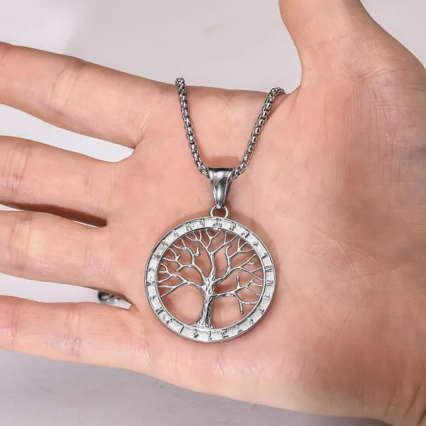 Classy Men Silver Tree Of Life Pendant Necklace