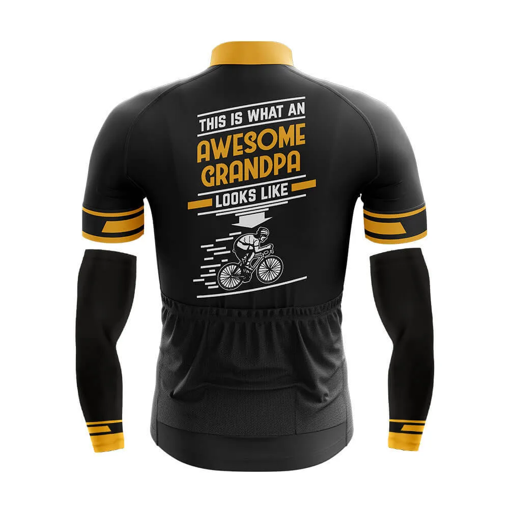 Cool Cycling Jersey With Arm Sleeves Awesome Grandpa Black Yellow Mens Bike Jersey