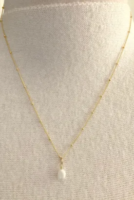 Dainty Gold-Filled Pearl Necklace | Freshwater Pearl & Satellite Chain | By Pearly Girls