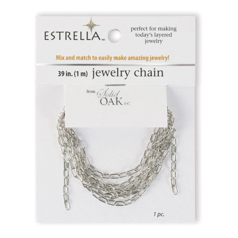 Estrellaª Jewelry Chain - Medium, Elongated Oval Links, Silver Color