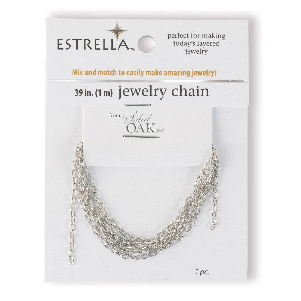 Estrellaª Jewelry Chain - Small, Elongated Oval Links, Silver Color