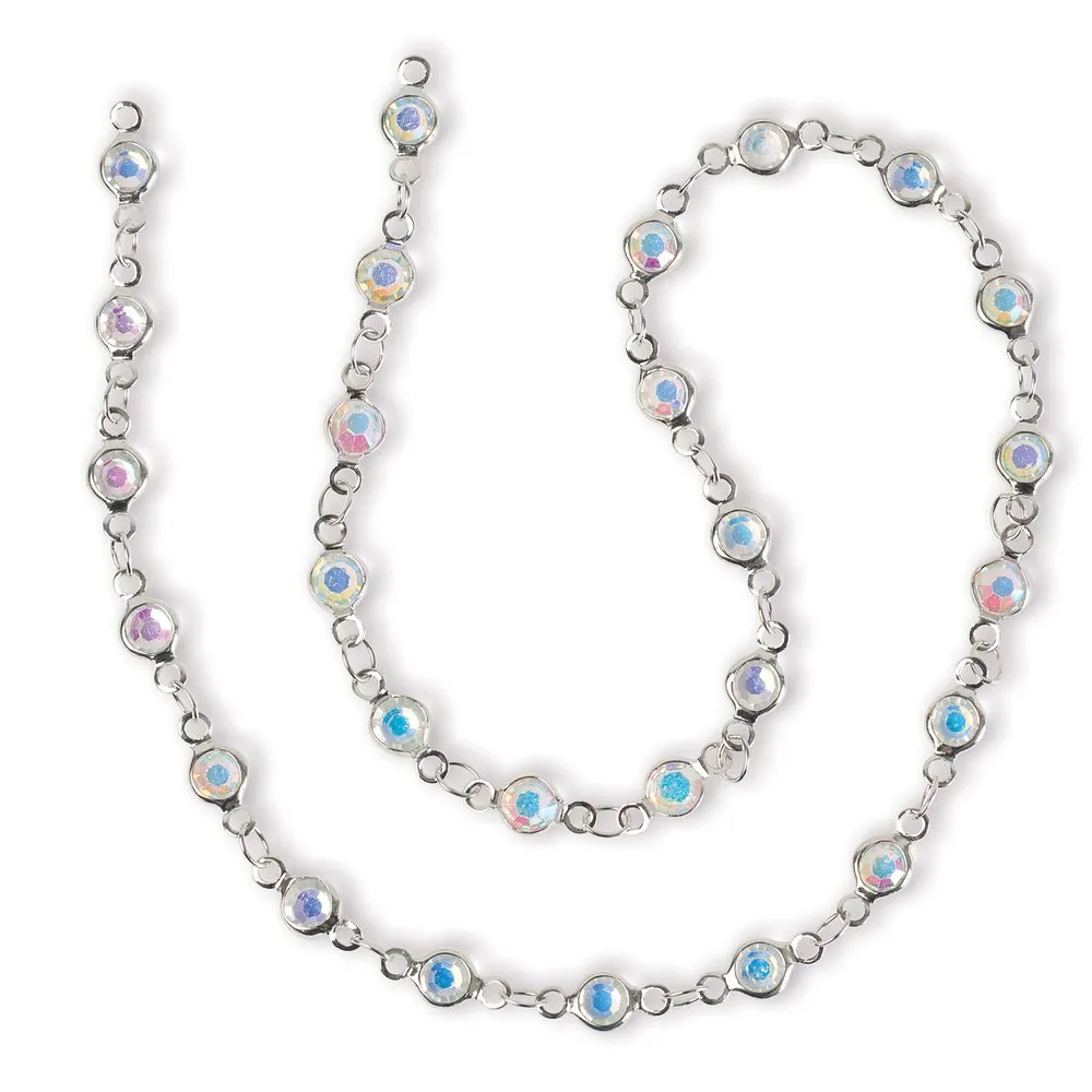 Estrellaª Linked Crystals Chain - Small, Crystal Aurora/Silver