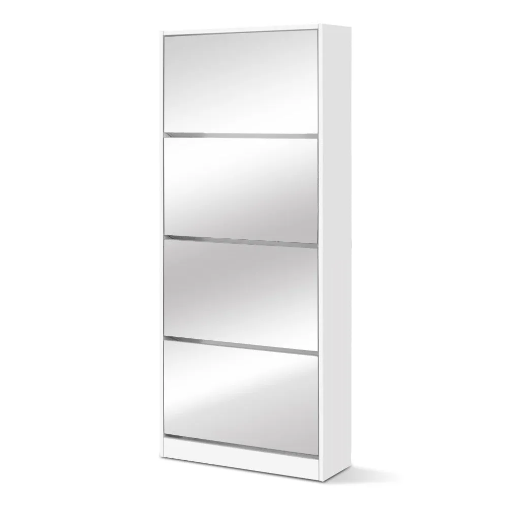 Full-Length Mirror Shoe Cabinet, 4 Compartments - Artiss