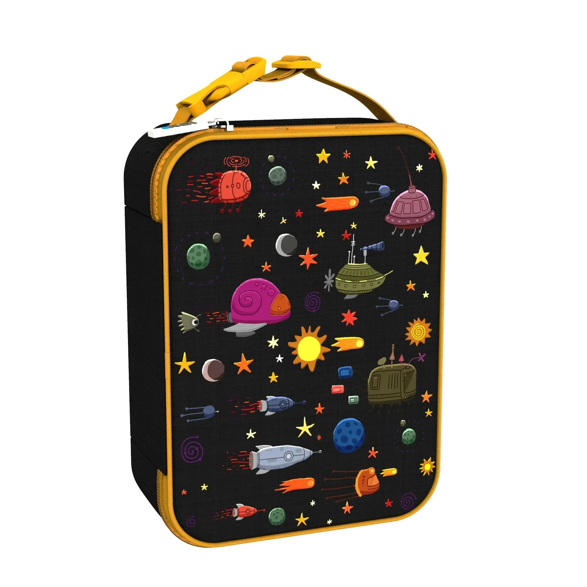 Kids Lunch Bag, Insulated, Spaceships, Medium