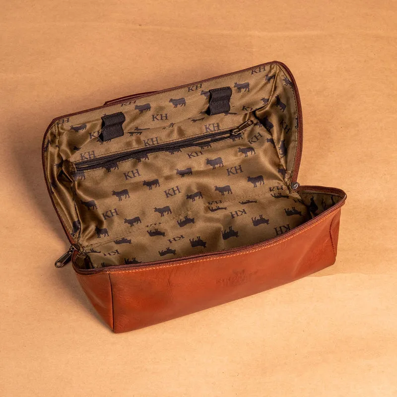 Kingsley Heath Angled Handle Toiletry Bag Tan