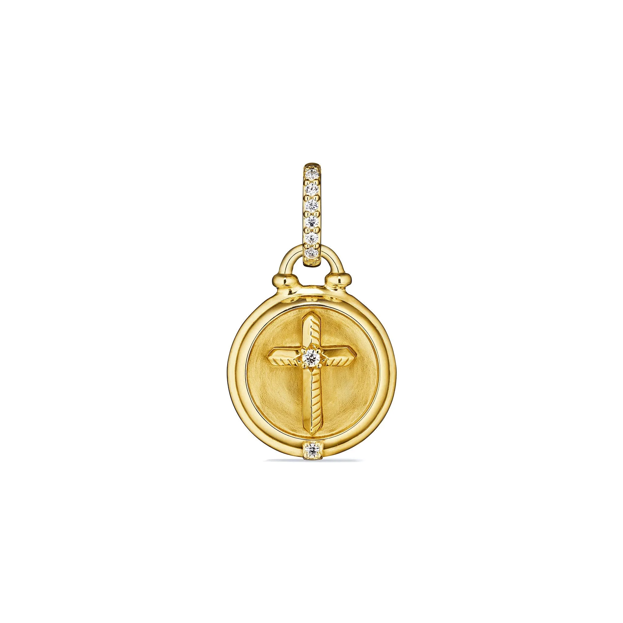 Little Luxuries Cross Medallion with Diamonds in 18K