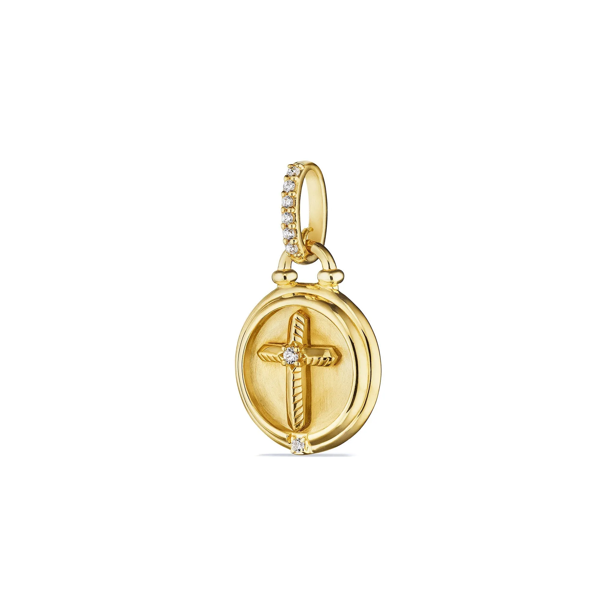 Little Luxuries Cross Medallion with Diamonds in 18K