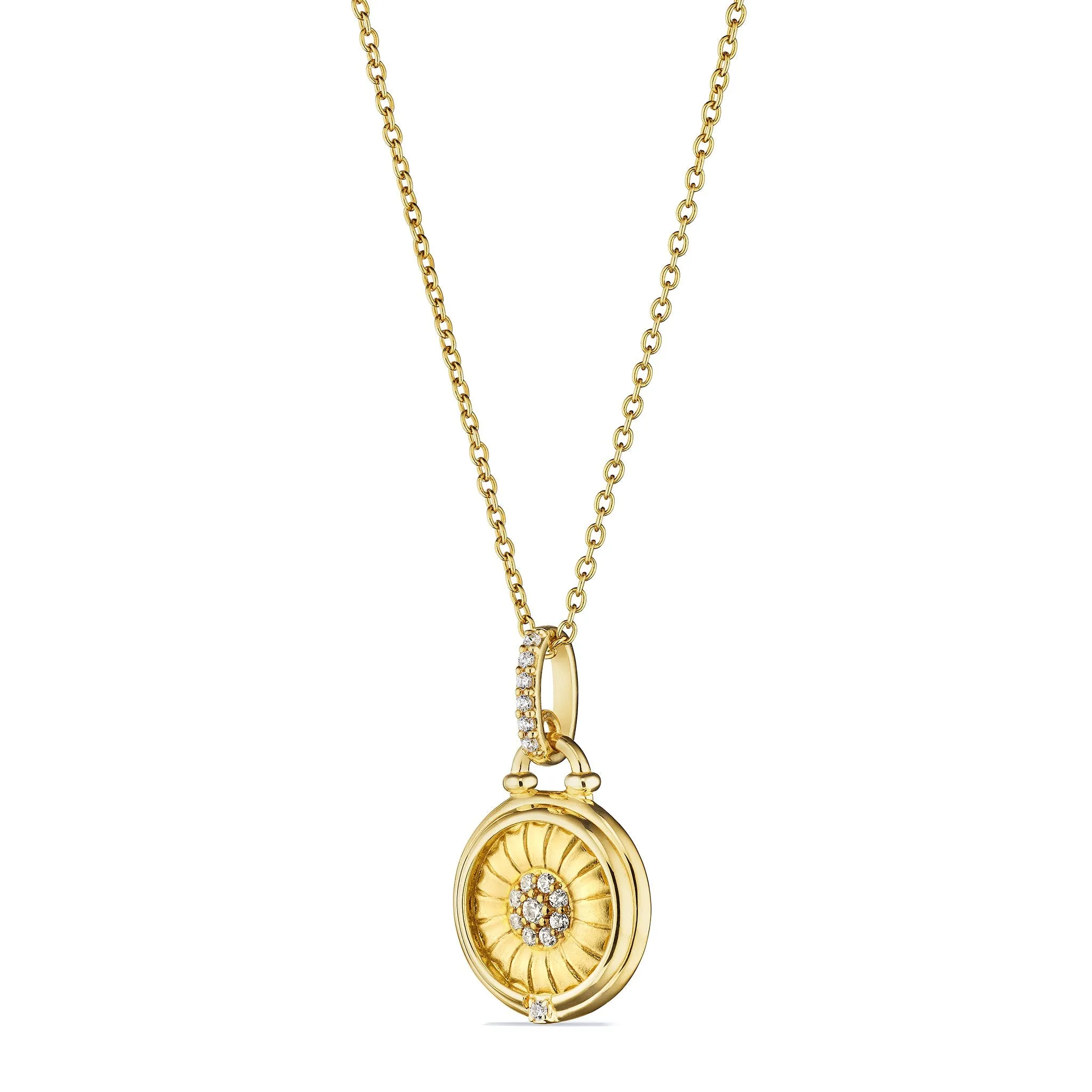 Little Luxuries Daisy Medallion Necklace with Diamonds in 18K