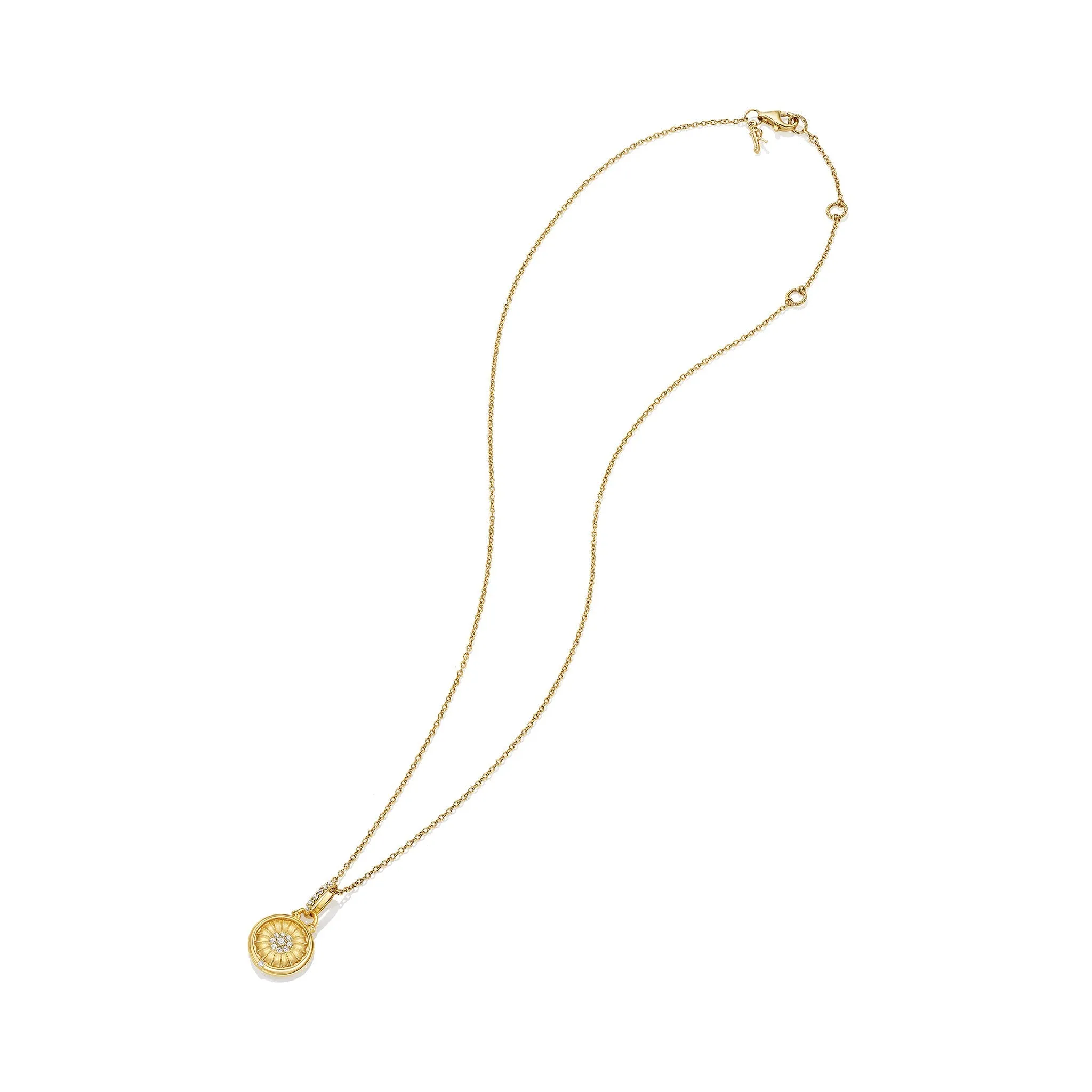 Little Luxuries Daisy Medallion Necklace with Diamonds in 18K