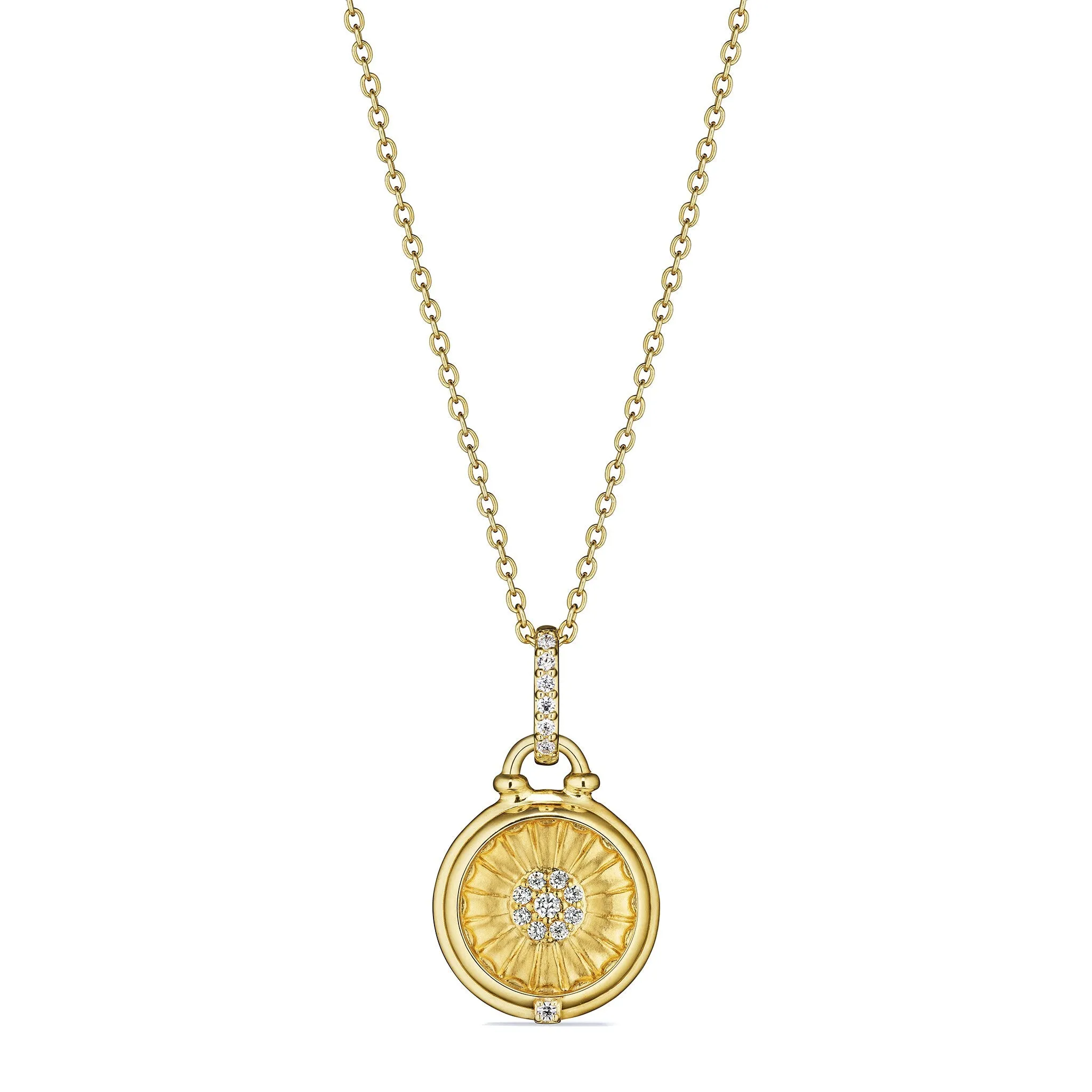 Little Luxuries Daisy Medallion Necklace with Diamonds in 18K