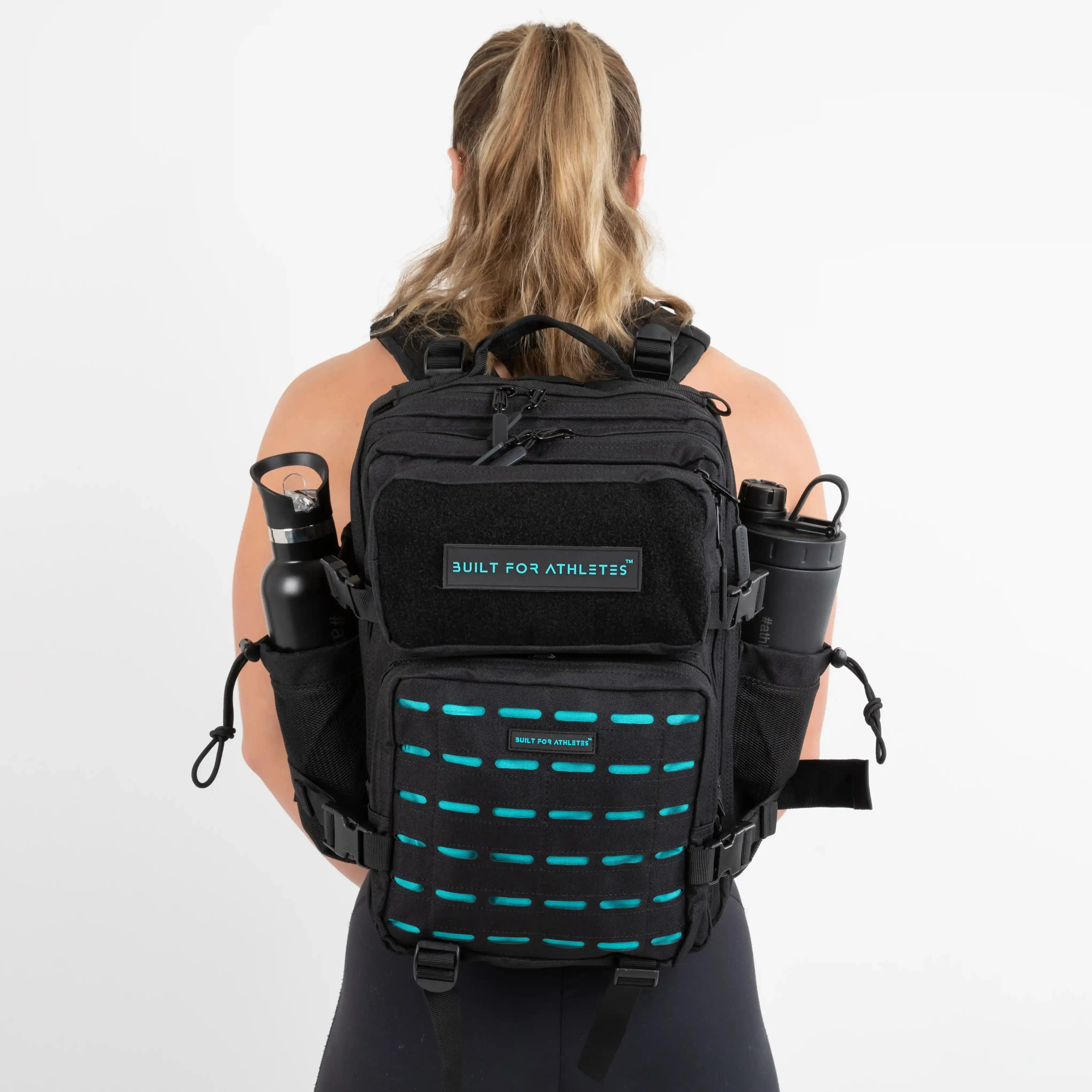 Medium Black & Aqua Gym Backpack