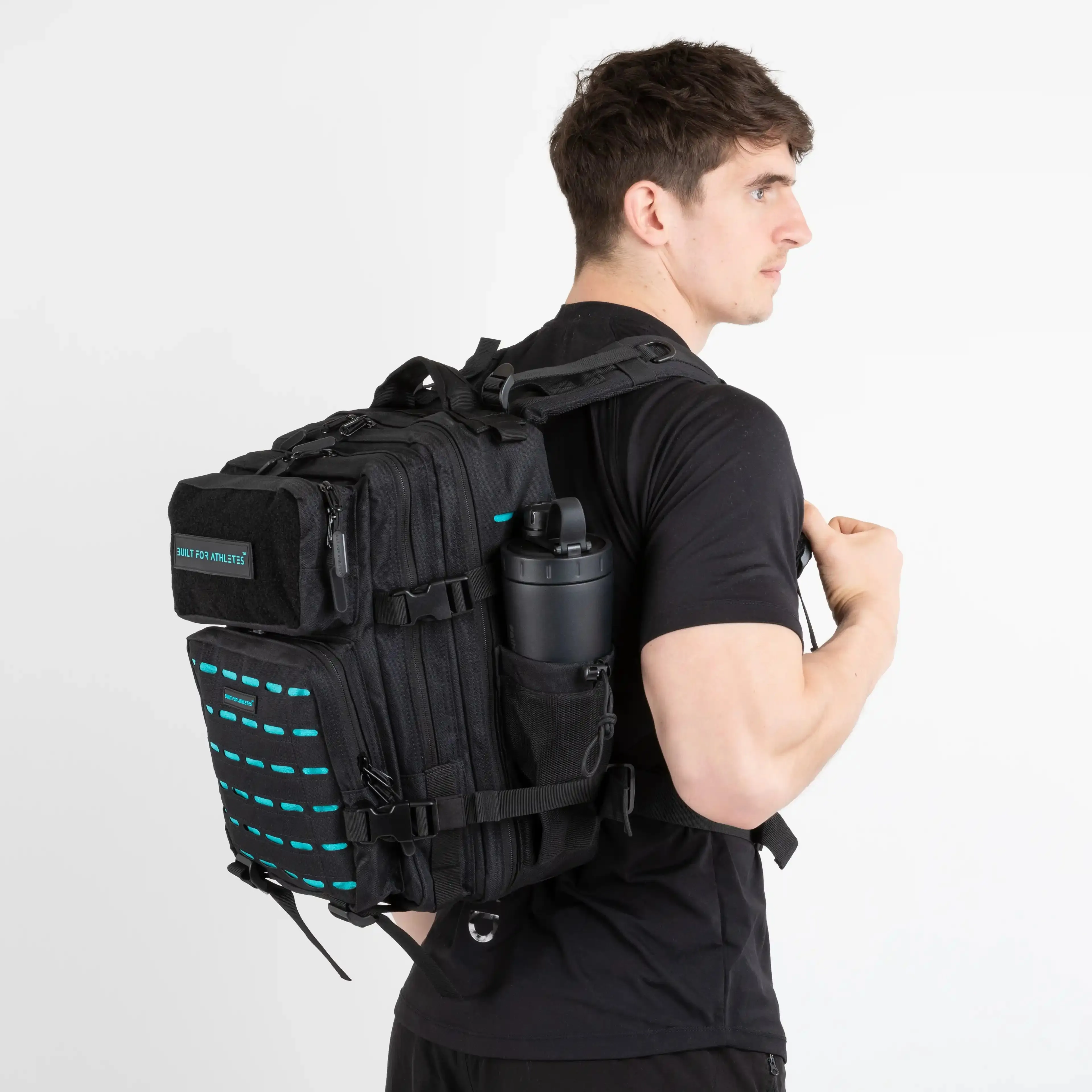 Medium Black & Aqua Gym Backpack