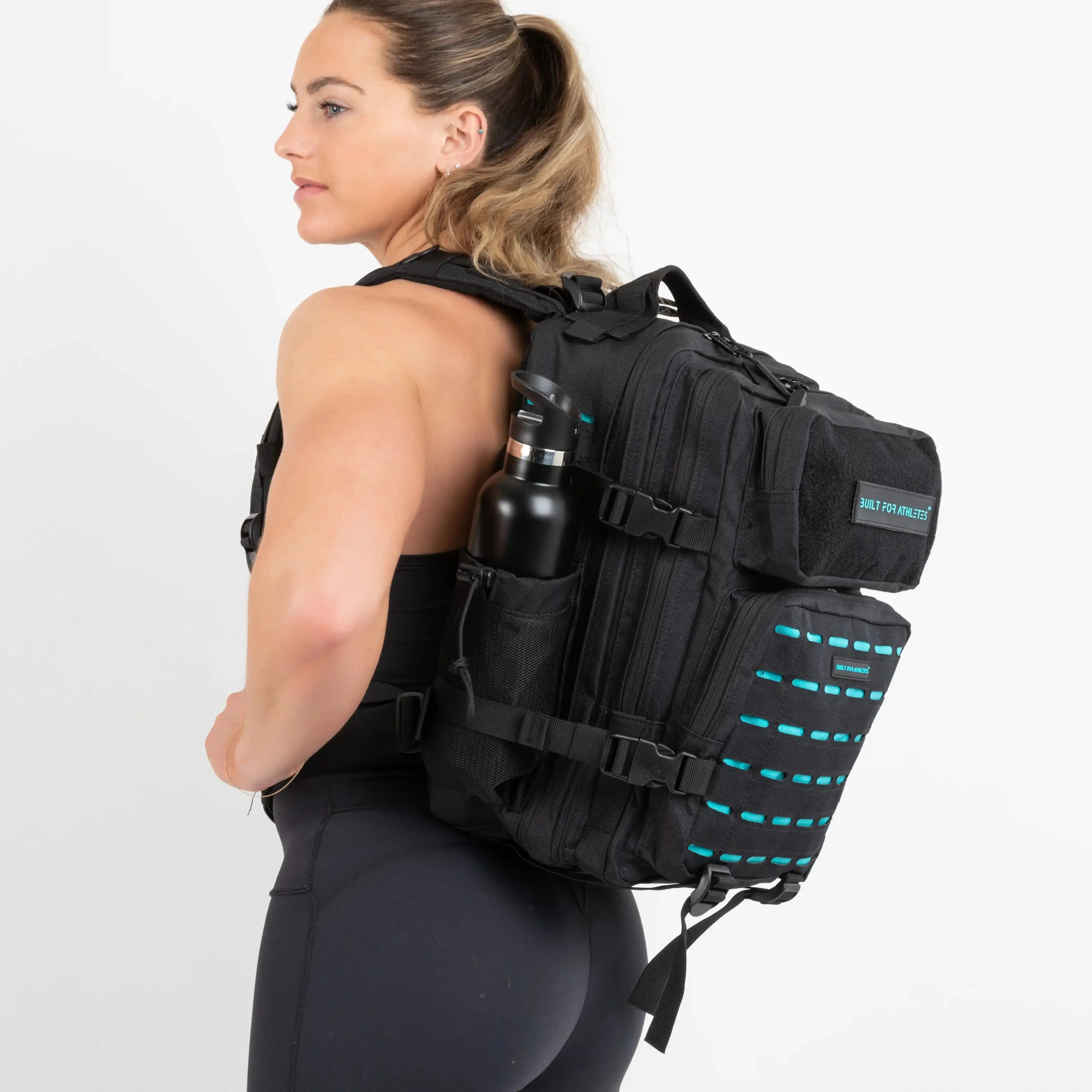 Medium Black & Aqua Gym Backpack