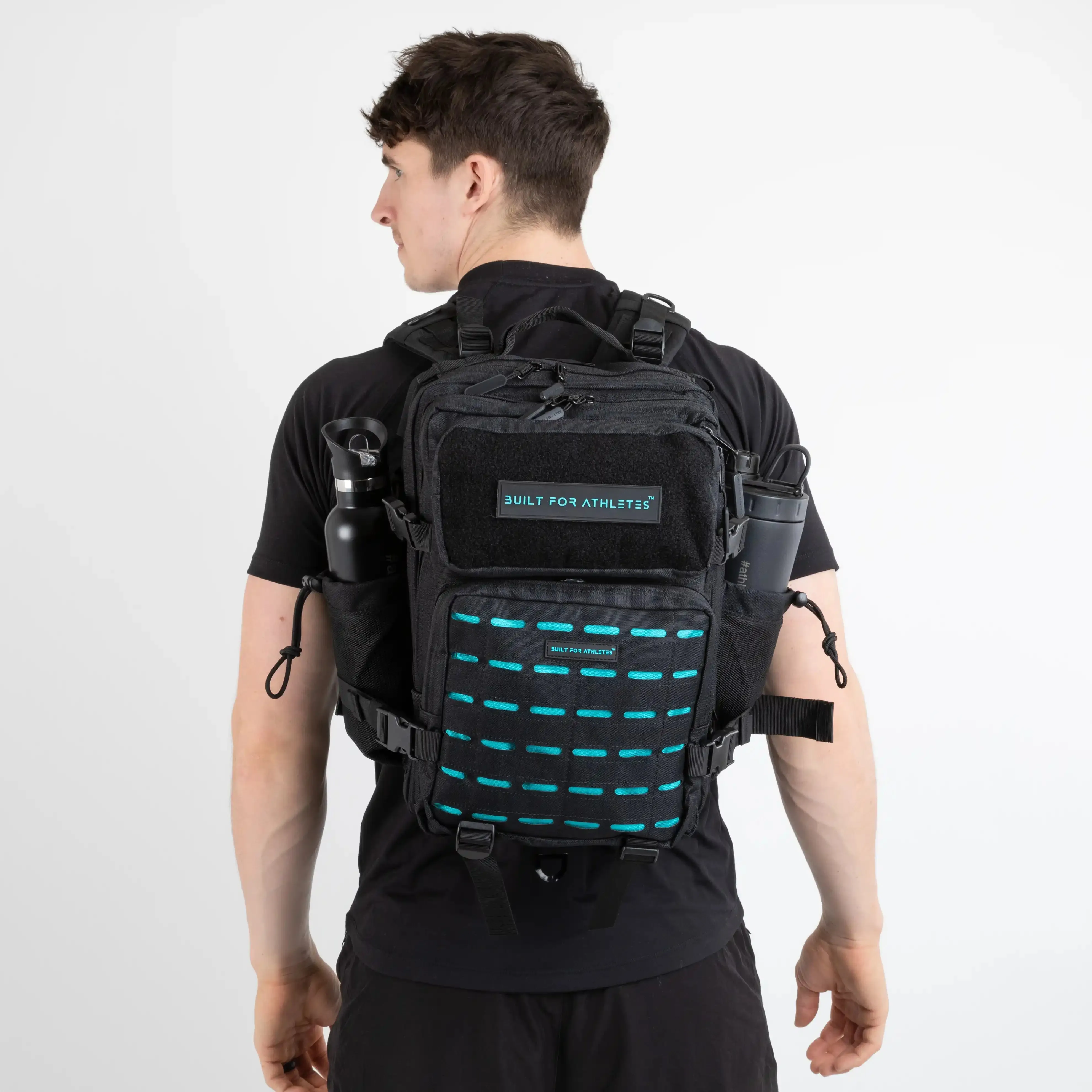 Medium Black & Aqua Gym Backpack