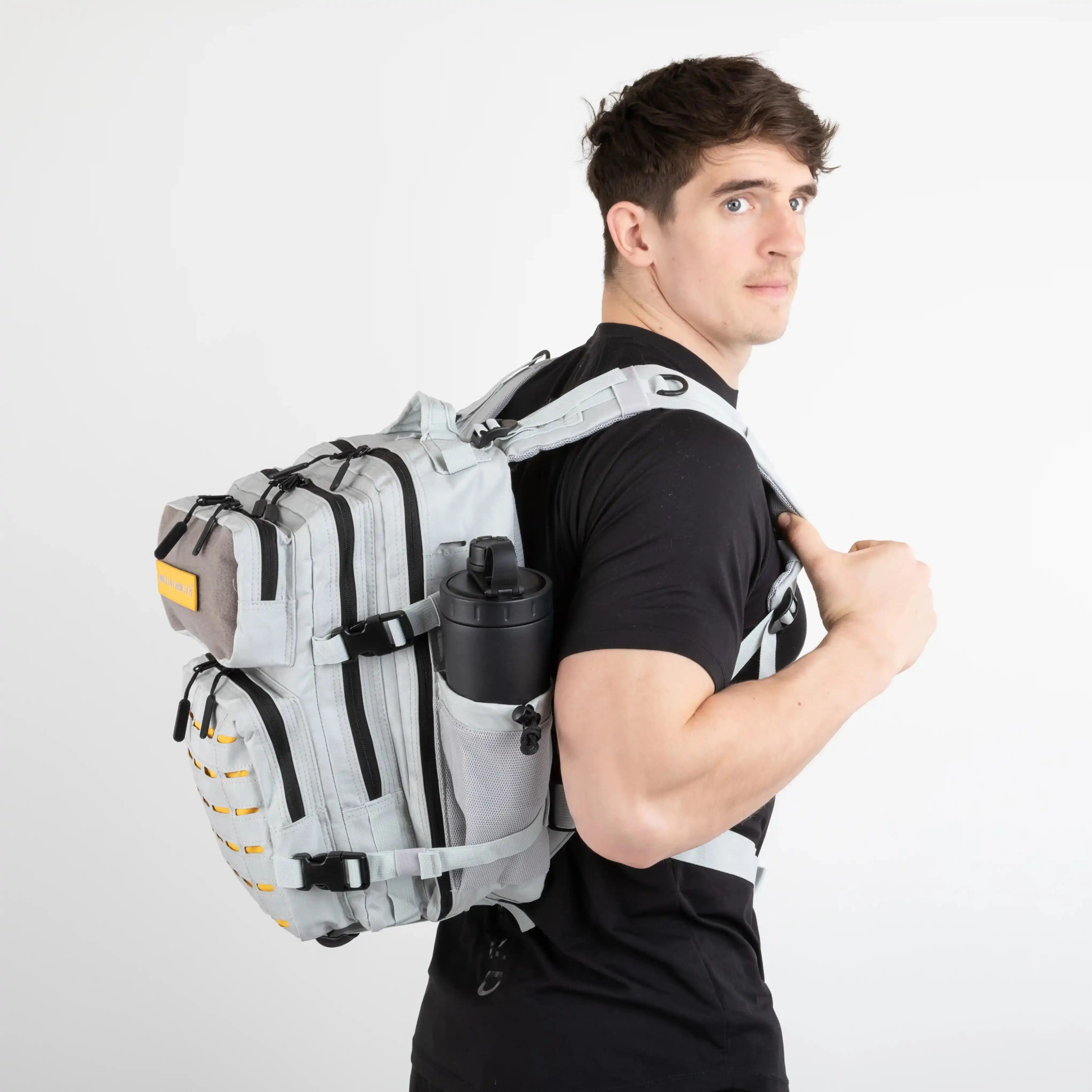 Medium Grey & Yellow Gym Backpack