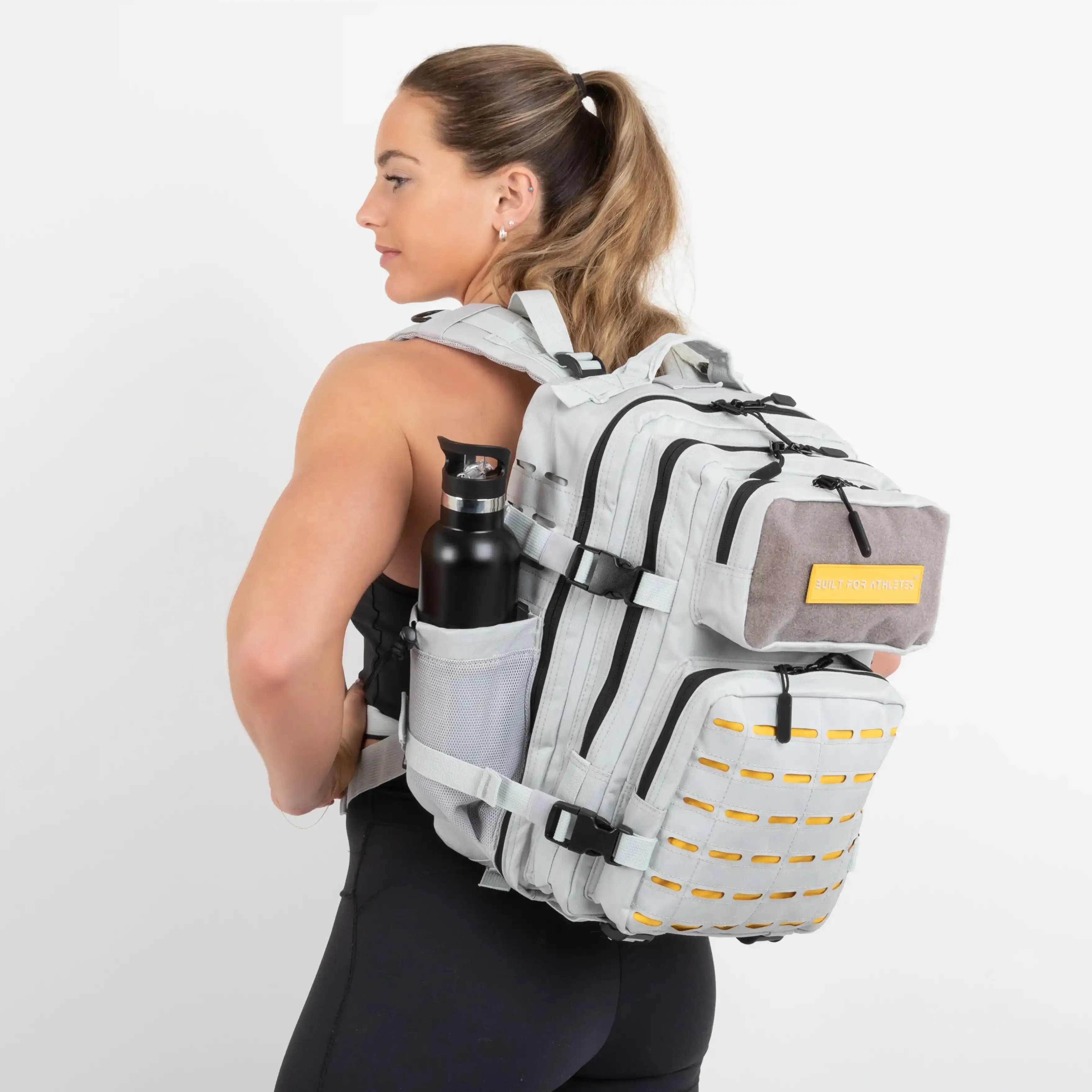 Medium Grey & Yellow Gym Backpack