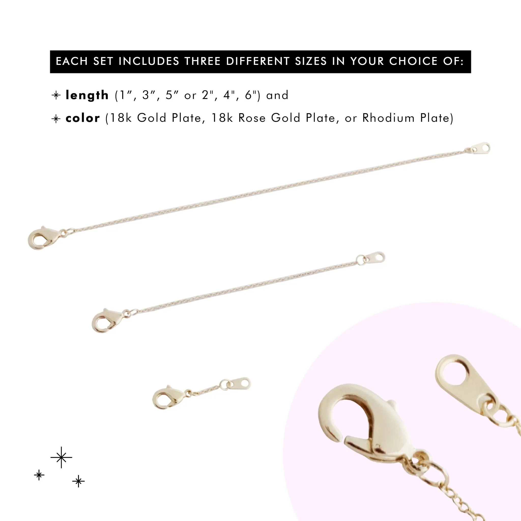 Necklace Extender Set (1", 3", 5")