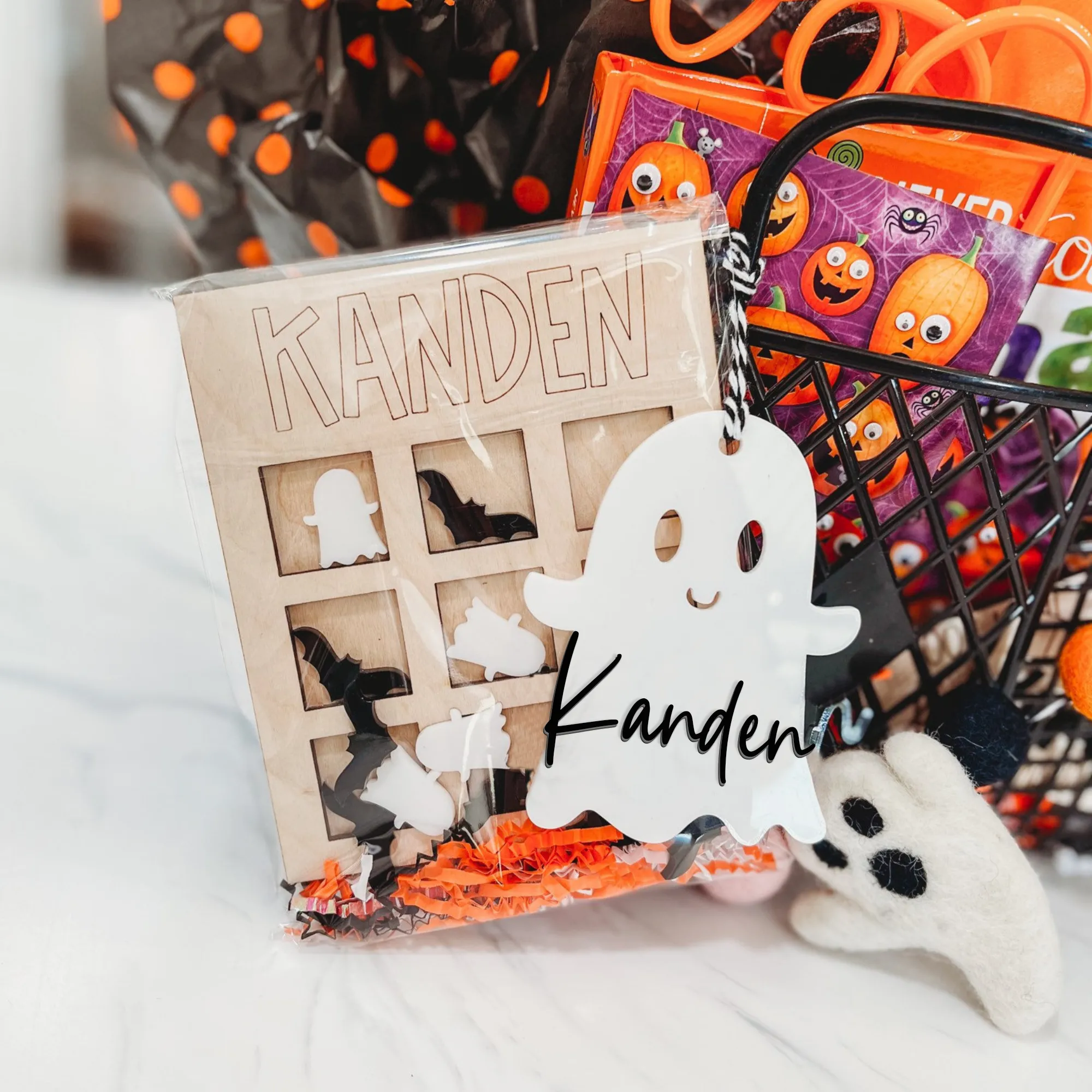 Personalized Halloween Tags, Boo Bag Tags, Acrylic Name Tags, Halloween Basket Tags HX05