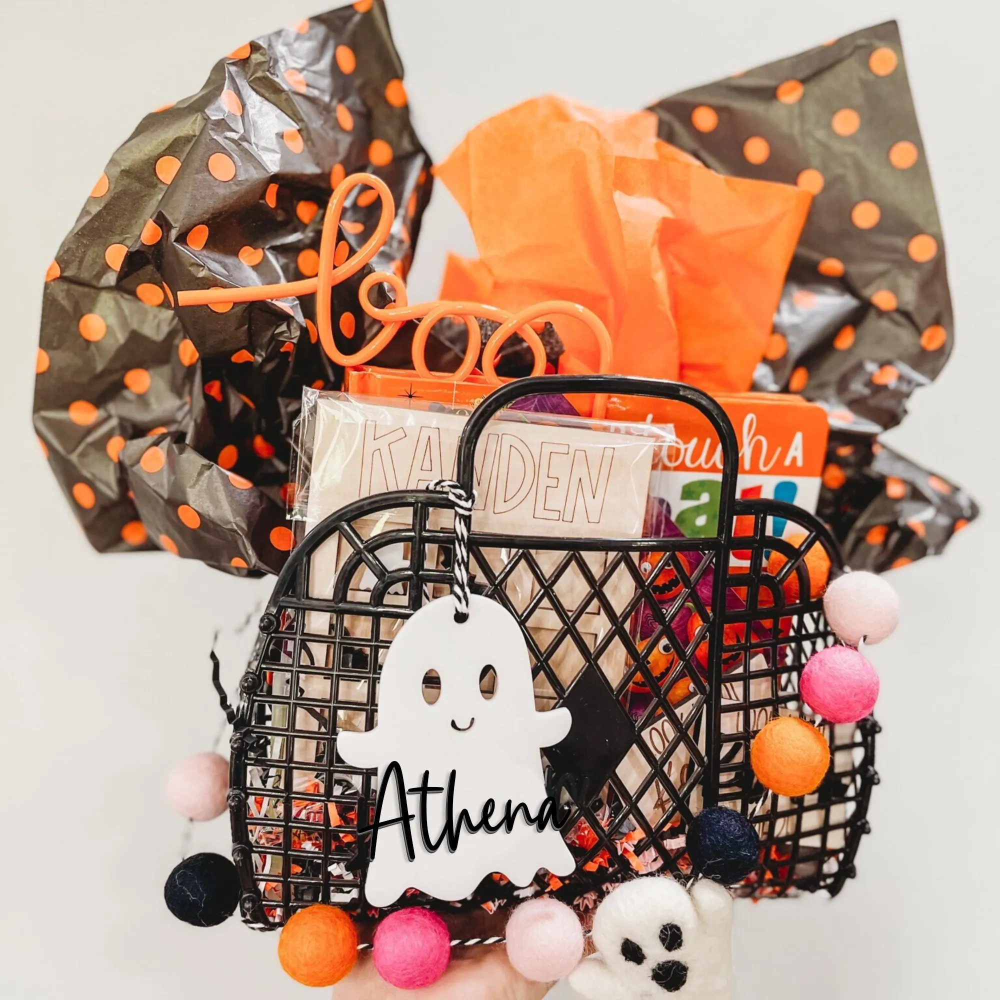 Personalized Halloween Tags, Boo Bag Tags, Acrylic Name Tags, Halloween Basket Tags HX05