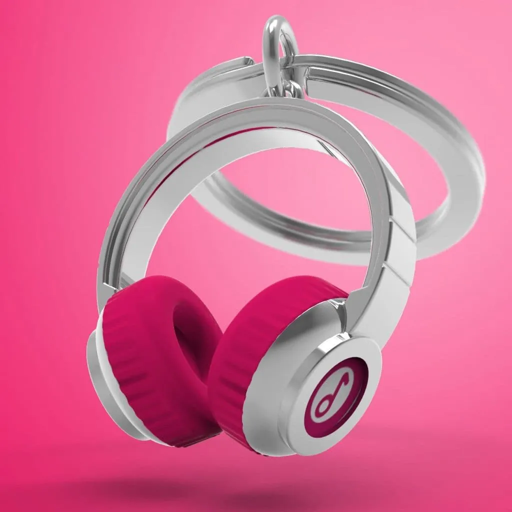 Pink Headphones Keyring