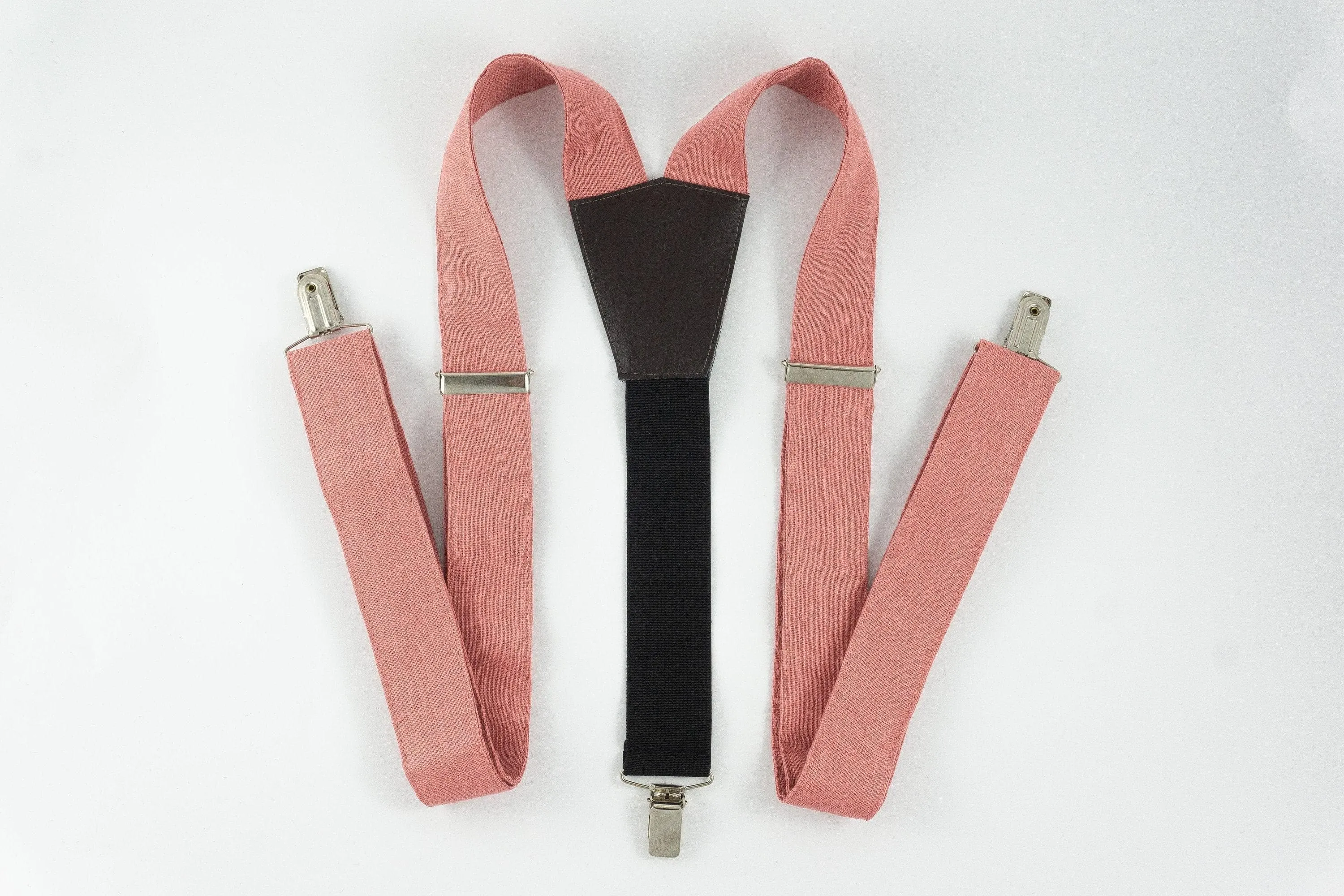 PINK  linen suspenders Adjustable Y- Back Suspenders - ADULT Baby Boys Kids Children Mens Groom Page Boy Wedding