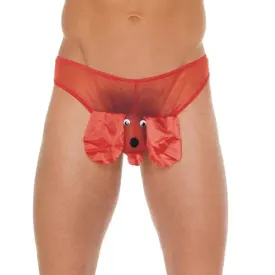 Red G-string Thong with Elephant Animal Pouch for Men