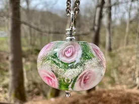 Rose Flower Memorial Bead Pendant